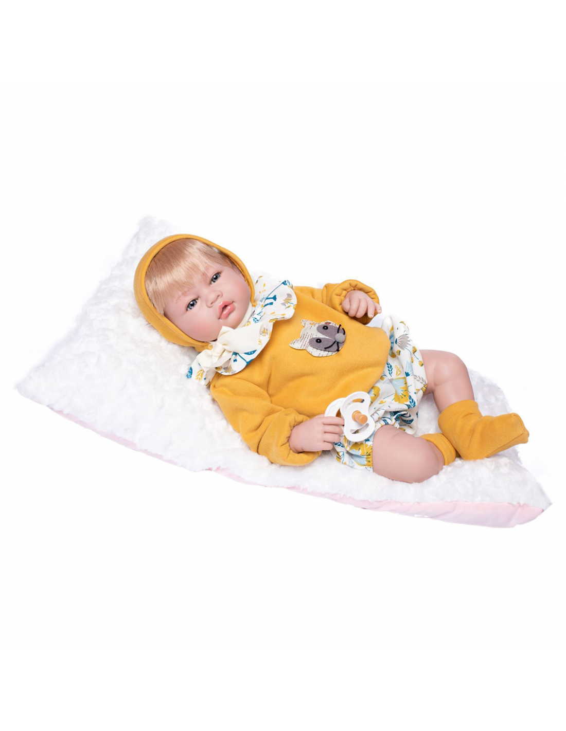 Reborn Vera, maglione e cuffia lavorati a maglia, mutandine a fiori - 46 cm